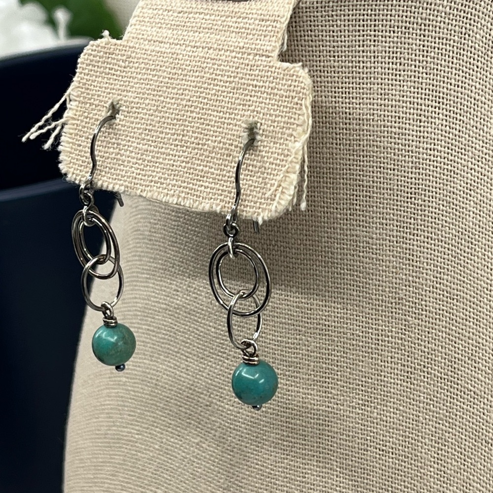 Vintage Whitney Kelly Sterling Silver Earrings with Turquoise Beads - Picture 11 of 16